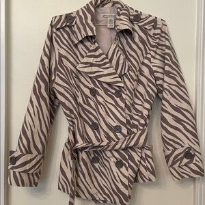 David Brooks Zebra cropped Trench Coat Size Large